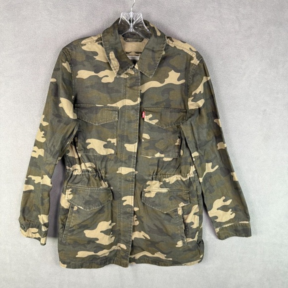 Levis Womens Utility Jacket Small‎ Green Camo Tactical Military Coat Commando